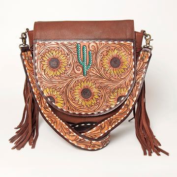 American Darling Cross Body Hand Tooled Genuine Leather Western Women Bag | Antique Tan Handbag Purse Crossbody for Cute